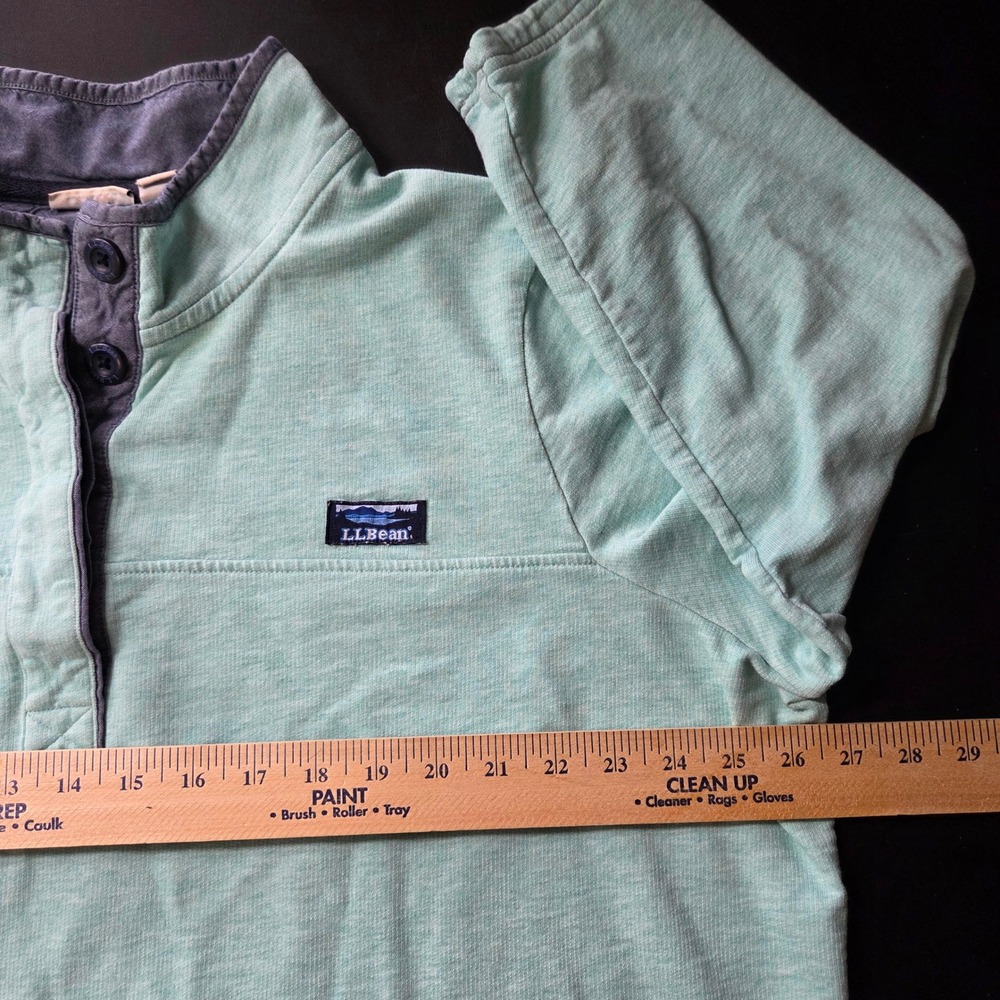 L.L. Bean Sweatshirt Women 3X Green Button Neck Cotton Pullover 504433 - Picture 4 of 10